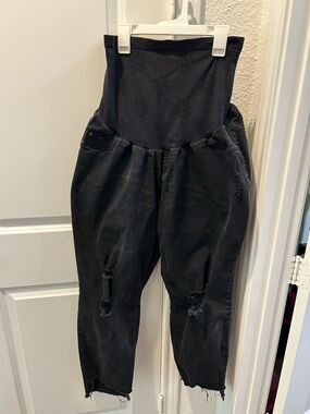 Motherhood Maternity Black Overbump Distressed Jeans